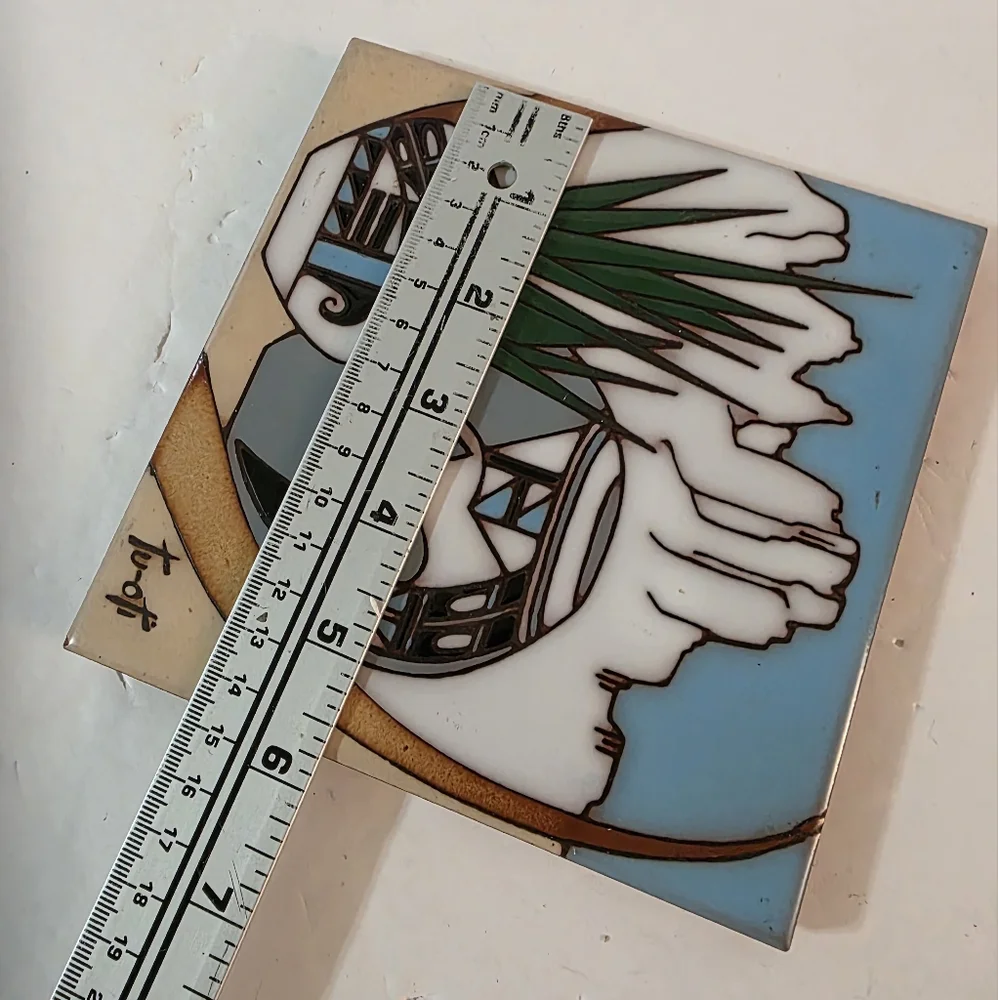 Vintage 1990 Southwestern Themed Trivet Tile